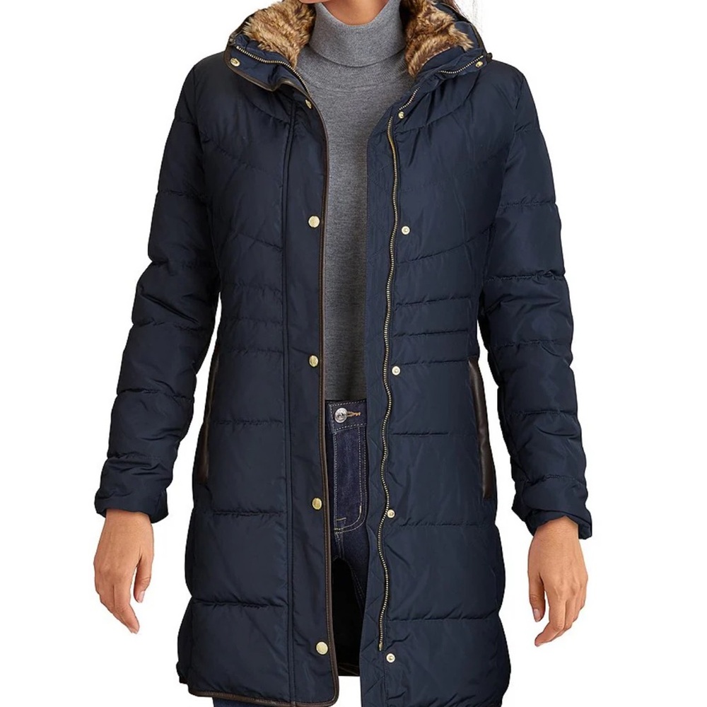 Cole Haan Signature Zip Front Faux Fur Lined Down Puffer Coat- Medium